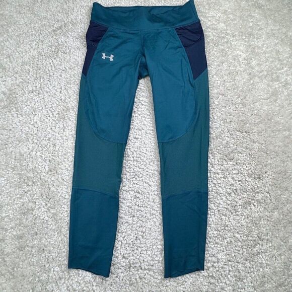 Under Armour Speed pocket Compression Crop Legging Teal Green NEW - Picture 1 of 11